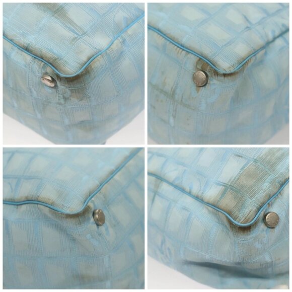 CHANEL New Travel line Tote Bag Nylon Light Blue Silver CC Auth - Picture 16 of 16